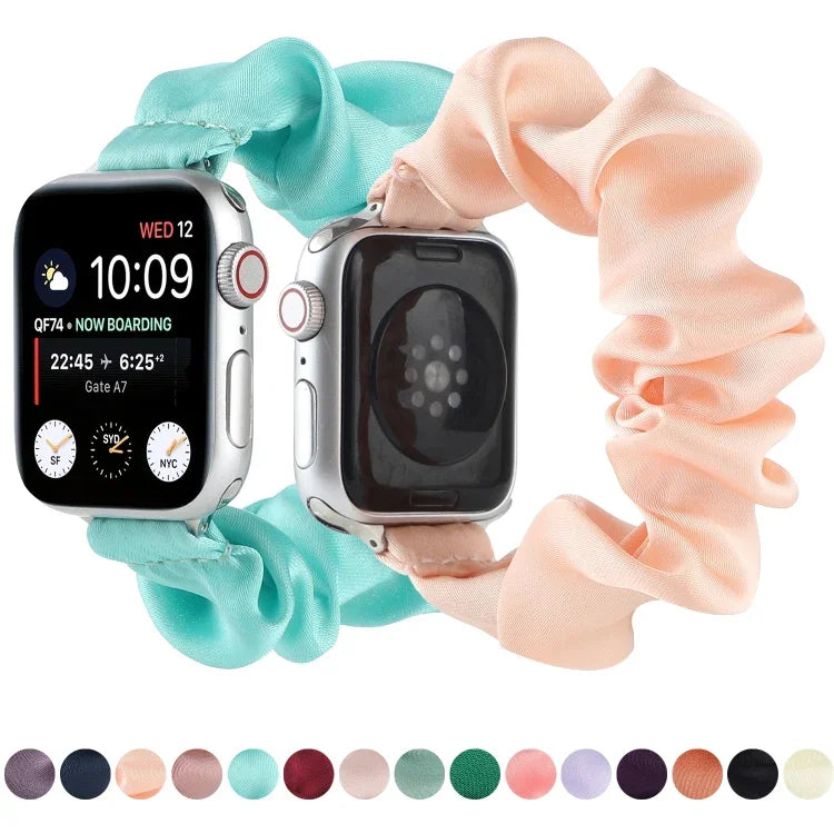 أساور ساعة بديلة على شكل رباط شعر لسلسلة Apple Watch، 7 مقاس 45مم / 6 و SE و 5 و 4 مقاس 44مم / 3 و 2 و 1 مقاس 42مم، 7 مقاس 41مم / 6 و SE و 5 و 4 مقاس 40مم / 3 و 2 و 1 مقاس 38مم