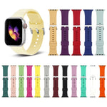 سوار ساعة بديل من السيليكون مع إبزيم فضي، لسلسلة Apple Watch 7 مقاس 41مم / و 6 و SE و 5 و 4 مقاس 40مم، لسلسلة Apple Watch 7 مقاس 45مم / و 6 و SE و 5 و 4 مقاس 44مم