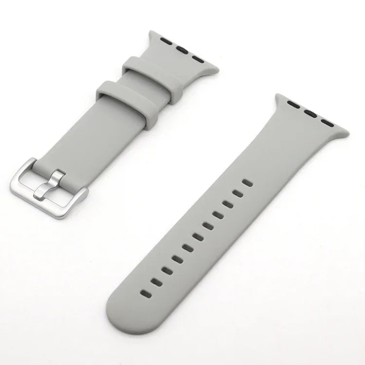 سوار ساعة بديل من السيليكون مع إبزيم فضي، لسلسلة Apple Watch 7 مقاس 41مم / و 6 و SE و 5 و 4 مقاس 40مم، لسلسلة Apple Watch 7 مقاس 45مم / و 6 و SE و 5 و 4 مقاس 44مم