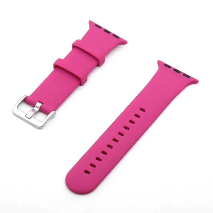 سوار ساعة بديل من السيليكون مع إبزيم فضي، لسلسلة Apple Watch 7 مقاس 41مم / و 6 و SE و 5 و 4 مقاس 40مم، لسلسلة Apple Watch 7 مقاس 45مم / و 6 و SE و 5 و 4 مقاس 44مم