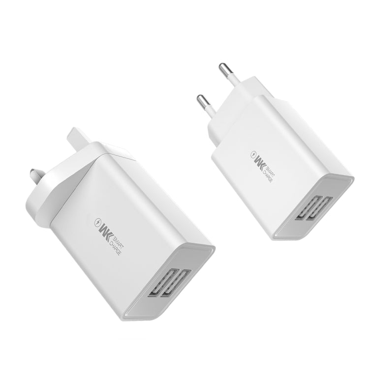 WK WP-U56 شاحن سفر مزدوج USB 2A للشحن السريع، محول طاقة، قابس الاتحاد الأوروبي