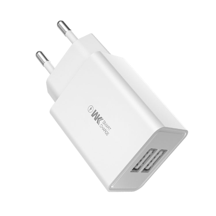 WK WP-U56 شاحن سفر مزدوج USB 2A للشحن السريع، محول طاقة، قابس الاتحاد الأوروبي