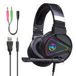 سماعة رأس ألعاب HXSJ F16 ستيريو مع إضاءة RGB ومنفذ 3.5 مم + USB مع ميكروفون