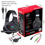 سماعة رأس ألعاب HXSJ F16 ستيريو مع إضاءة RGB ومنفذ 3.5 مم + USB مع ميكروفون