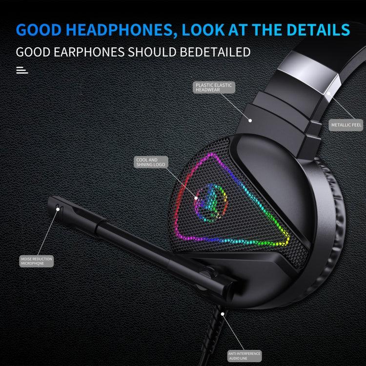 سماعة رأس ألعاب HXSJ F16 ستيريو مع إضاءة RGB ومنفذ 3.5 مم + USB مع ميكروفون