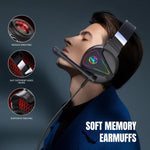 سماعة رأس ألعاب HXSJ F16 ستيريو مع إضاءة RGB ومنفذ 3.5 مم + USB مع ميكروفون