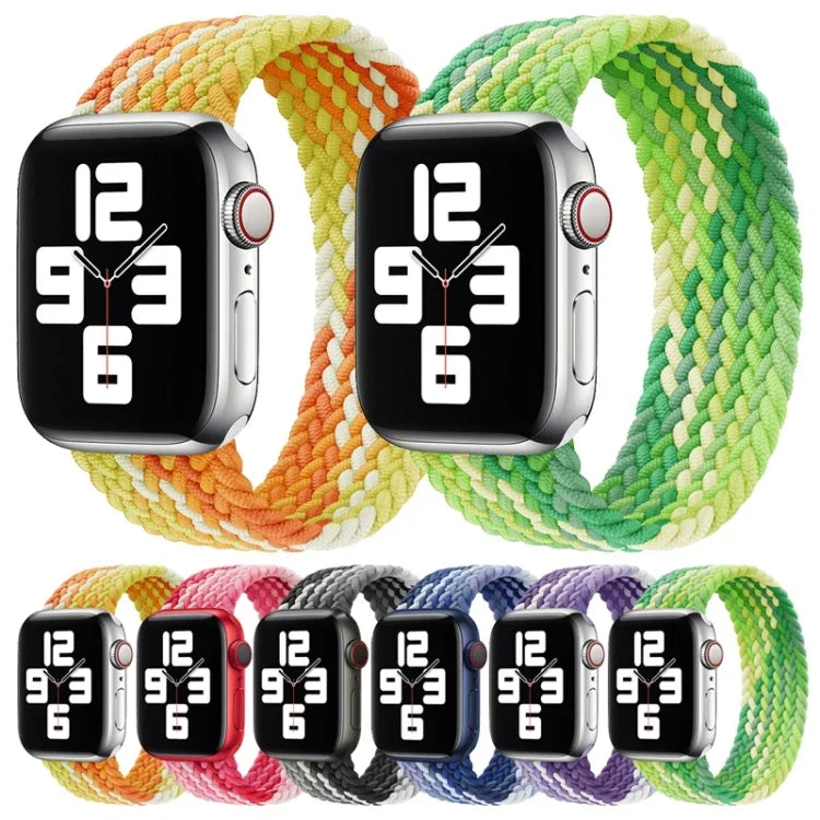 سوار ساعة بديل من النايلون المنسوج بحلقة واحدة، الحجم: M 145مم لسلسلة Apple Watch 6 و SE و 5 و 4 40مم / 3 و 2 و 1 38مم، M 145مم 40مم / 38مم