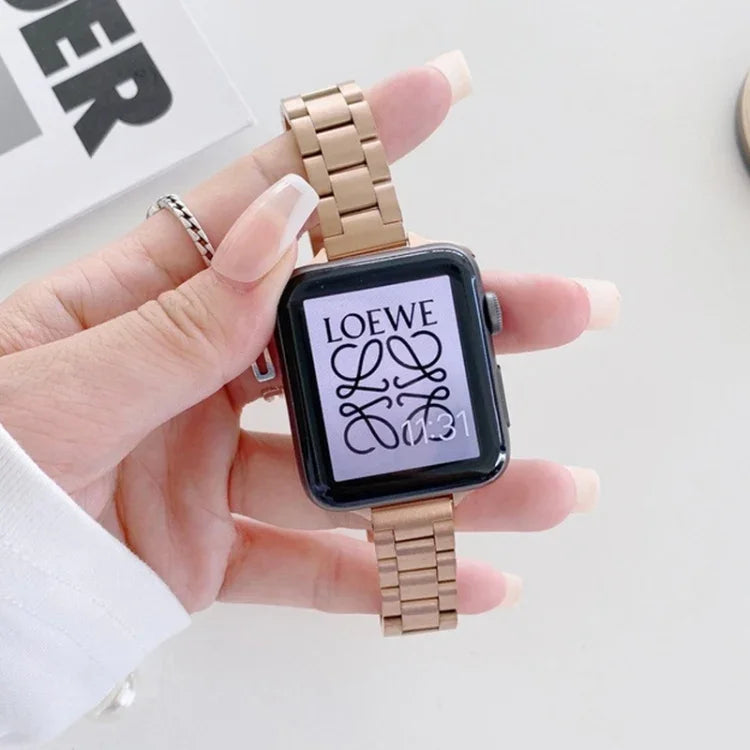 سوار بديل من الفولاذ بثلاث خرزات، لسلسلة Apple Watch 7 41مم / و 6 و SE و 5 و 4 40مم، ولسلسلة Apple Watch 7 45مم / و 6 و SE و 5 و 4 44مم