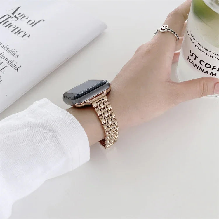 سوار بديل من الفولاذ بسبع خرزات، لسلسلة Apple Watch 7 41مم / و 6 و SE و 5 و 4 40مم، ولسلسلة Apple Watch 7 45مم / و 6 و SE و 5 و 4 44مم