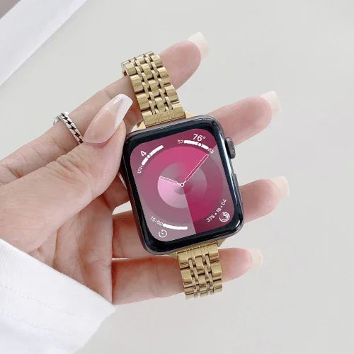 سوار بديل من الفولاذ بسبع خرزات، لسلسلة Apple Watch 7 41مم / و 6 و SE و 5 و 4 40مم، ولسلسلة Apple Watch 7 45مم / و 6 و SE و 5 و 4 44مم