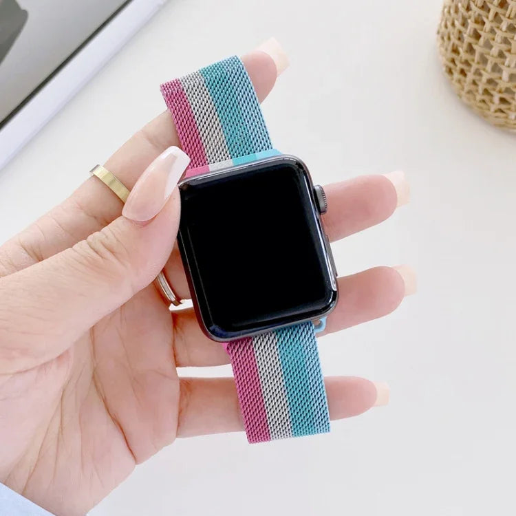 سوار بديل ميلاني بأربعة ألوان، لسلسلة Apple Watch 7 41مم / و 6 و SE و 5 و 4 40مم، ولسلسلة Apple Watch 7 45مم / و 6 و SE و 5 و 4 44مم