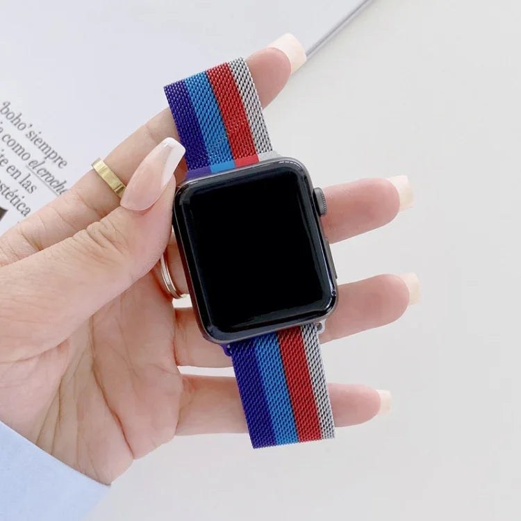 سوار بديل ميلاني بأربعة ألوان، لسلسلة Apple Watch 7 41مم / و 6 و SE و 5 و 4 40مم، ولسلسلة Apple Watch 7 45مم / و 6 و SE و 5 و 4 44مم