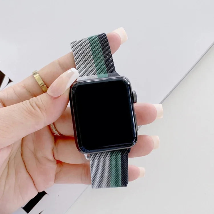 سوار بديل ميلاني بأربعة ألوان، لسلسلة Apple Watch 7 41مم / و 6 و SE و 5 و 4 40مم، ولسلسلة Apple Watch 7 45مم / و 6 و SE و 5 و 4 44مم