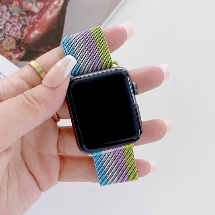 سوار بديل ميلاني بأربعة ألوان، لسلسلة Apple Watch 7 41مم / و 6 و SE و 5 و 4 40مم، ولسلسلة Apple Watch 7 45مم / و 6 و SE و 5 و 4 44مم