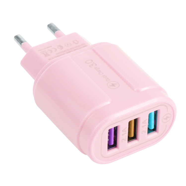 شاحن سفر ماكارون 13-222 بمنفذ USB QC3.0 + منفذي USB مزدوجين 2.1A، قابس الاتحاد الأوروبي، قابس الولايات المتحدة
