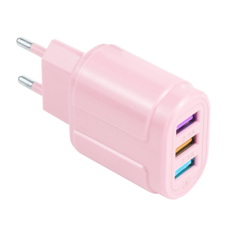 شاحن سفر ماكارون 13-222 بمنفذ USB QC3.0 + منفذي USB مزدوجين 2.1A، قابس الاتحاد الأوروبي، قابس الولايات المتحدة