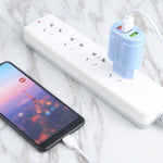 شاحن سفر ماكارون 13-222 بمنفذ USB QC3.0 + منفذي USB مزدوجين 2.1A، قابس الاتحاد الأوروبي، قابس الولايات المتحدة