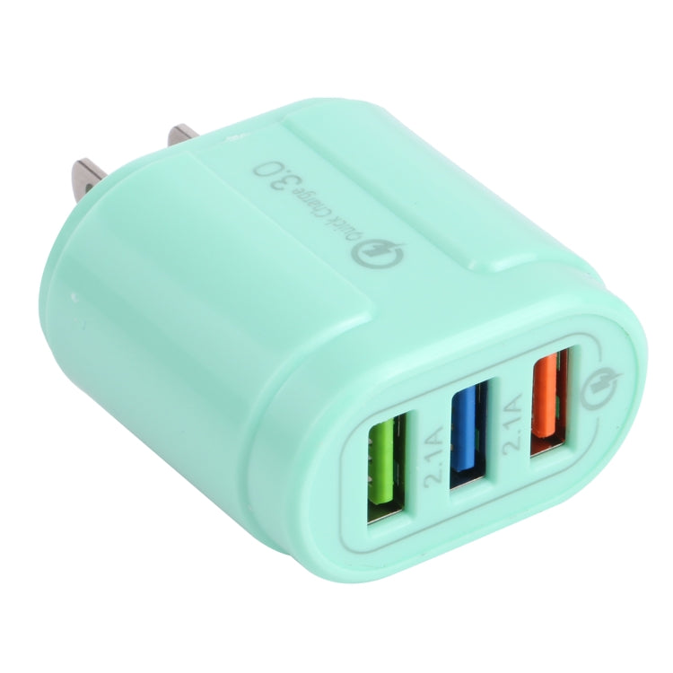 شاحن سفر ماكارون 13-222 بمنفذ USB QC3.0 + منفذي USB مزدوجين 2.1A، قابس الاتحاد الأوروبي، قابس الولايات المتحدة