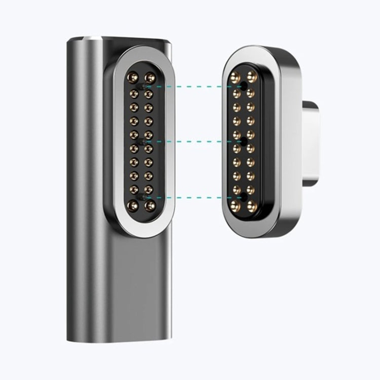 محول USB-C / Type-C أنثى إلى USB-C / Type-C ذكر مغناطيسي 20 دبوس بزاوية 100 واط