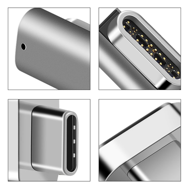 محول USB-C / Type-C أنثى إلى USB-C / Type-C ذكر مغناطيسي 20 دبوس بزاوية 100 واط