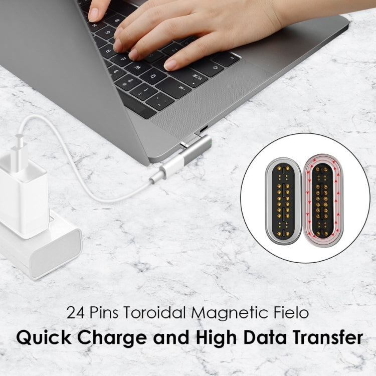 محول USB-C / Type-C أنثى إلى USB-C / Type-C ذكر مغناطيسي 20 دبوس بزاوية 100 واط