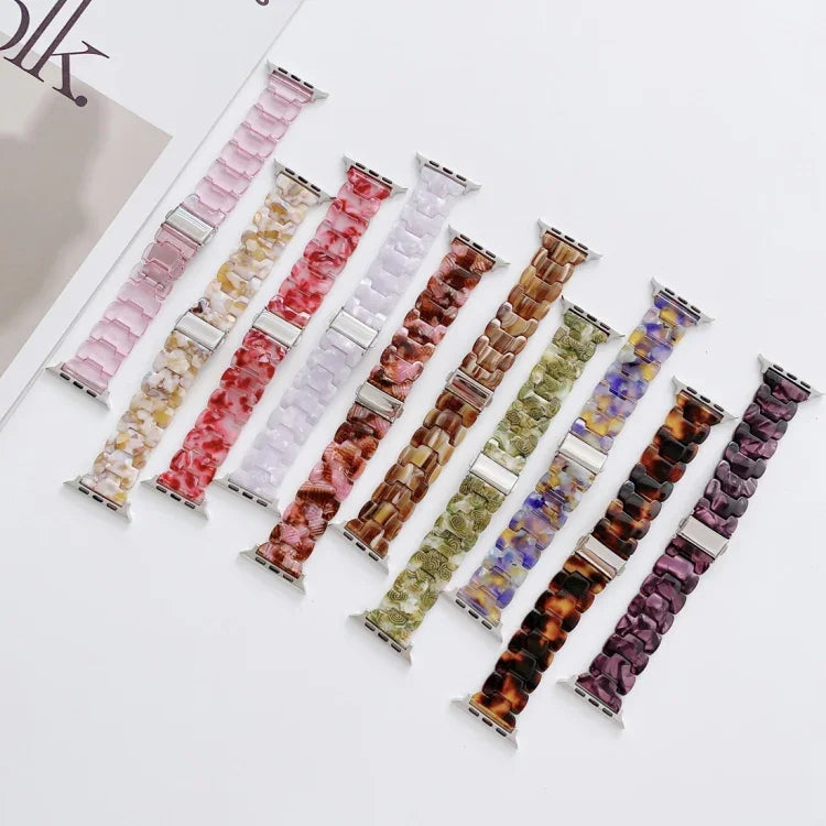 Resin Replacement Watchband For Apple Watch Series, 7 41mm / 6 & SE & 5 & 4 40mm / 3 & 2 & 1 38mm, 7 45mm / 6 & SE & 5 & 4 44mm / 3 & 2 & 1 42mm