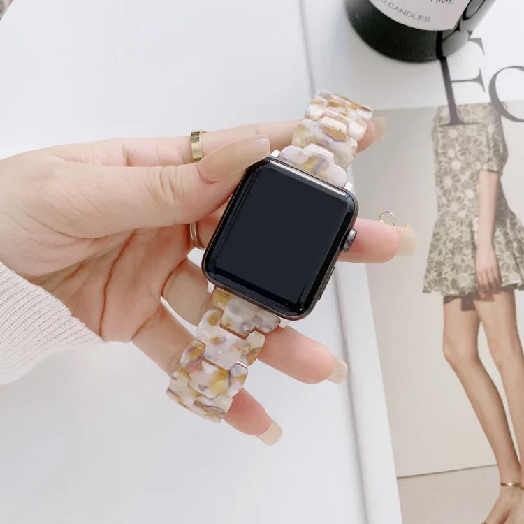 Resin Replacement Watchband For Apple Watch Series, 7 41mm / 6 & SE & 5 & 4 40mm / 3 & 2 & 1 38mm, 7 45mm / 6 & SE & 5 & 4 44mm / 3 & 2 & 1 42mm