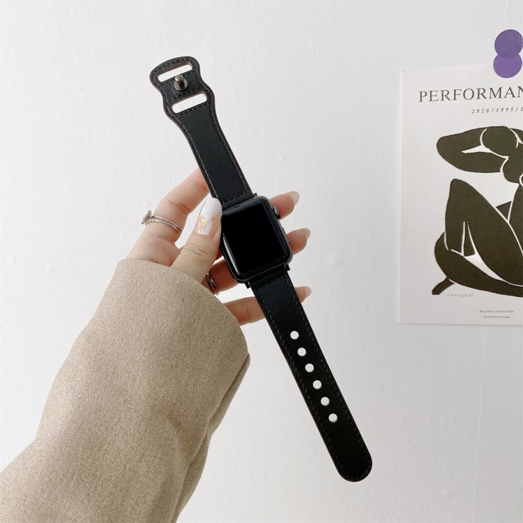 سوار ساعة بديل من الجلد الرجعي مع إبزيم بشكل 8 لسلسلة Apple Watch، 7 مقاس 41مم / 6 و SE و 5 و 4 مقاس 40مم / 3 و 2 و 1 مقاس 38مم، 7 مقاس 45مم / 6 و SE و 5 و 4 مقاس 44مم / 3 و 2 و 1 مقاس 42مم