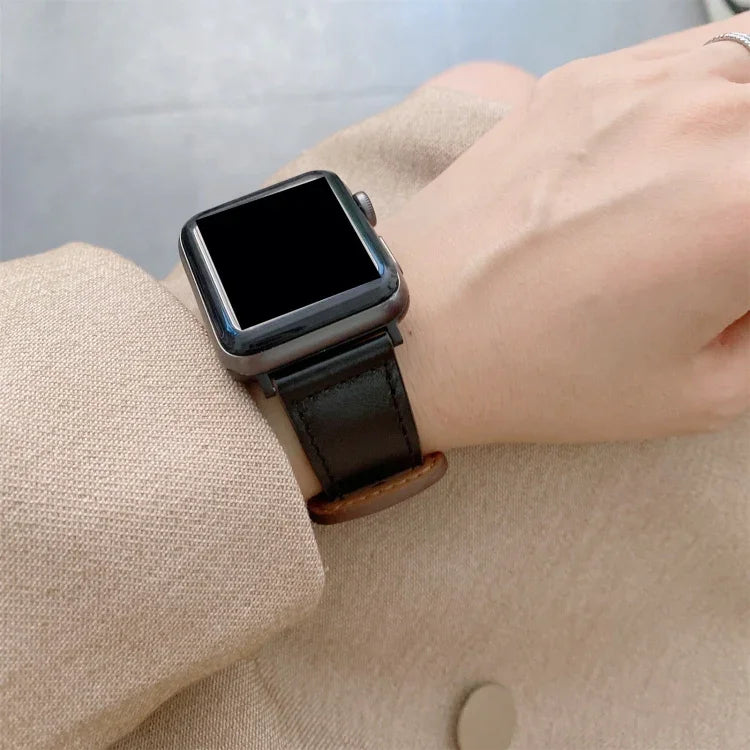 سوار ساعة بديل من الجلد الرجعي مع إبزيم بشكل 8 لسلسلة Apple Watch، 7 مقاس 41مم / 6 و SE و 5 و 4 مقاس 40مم / 3 و 2 و 1 مقاس 38مم، 7 مقاس 45مم / 6 و SE و 5 و 4 مقاس 44مم / 3 و 2 و 1 مقاس 42مم