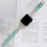 سوار ساعة بديل من الجلد بتنسيق ألوان للخصر الصغير لسلسلة Apple Watch، 7 مقاس 41مم / 6 و SE و 5 و 4 مقاس 40مم / 3 و 2 و 1 مقاس 38مم، 7 مقاس 45مم / 6 و SE و 5 و 4 مقاس 44مم / 3 و 2 و 1 مقاس 42مم