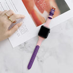 سوار ساعة بديل من الجلد بتنسيق ألوان للخصر الصغير لسلسلة Apple Watch، 7 مقاس 41مم / 6 و SE و 5 و 4 مقاس 40مم / 3 و 2 و 1 مقاس 38مم، 7 مقاس 45مم / 6 و SE و 5 و 4 مقاس 44مم / 3 و 2 و 1 مقاس 42مم