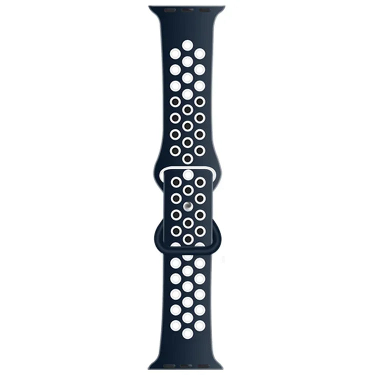 سوار ساعة بديل من السيليكون السائل ثنائي اللون مع إبزيم فراشة لسلسلة Apple Watch، 7 مقاس 41مم / 6 و SE و 5 و 4 مقاس 40مم / 3 و 2 و 1 مقاس 38مم، 7 مقاس 45مم / 6 و SE و 5 و 4 مقاس 44مم / 3 و 2 و 1 مقاس 42مم