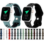 سوار ساعة بديل من السيليكون السائل ثنائي اللون مع إبزيم فراشة لسلسلة Apple Watch، 7 مقاس 41مم / 6 و SE و 5 و 4 مقاس 40مم / 3 و 2 و 1 مقاس 38مم، 7 مقاس 45مم / 6 و SE و 5 و 4 مقاس 44مم / 3 و 2 و 1 مقاس 42مم