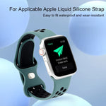 سوار ساعة بديل من السيليكون السائل ثنائي اللون مع إبزيم فراشة لسلسلة Apple Watch، 7 مقاس 41مم / 6 و SE و 5 و 4 مقاس 40مم / 3 و 2 و 1 مقاس 38مم، 7 مقاس 45مم / 6 و SE و 5 و 4 مقاس 44مم / 3 و 2 و 1 مقاس 42مم