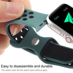 سوار ساعة بديل من السيليكون السائل ثنائي اللون مع إبزيم فراشة لسلسلة Apple Watch، 7 مقاس 41مم / 6 و SE و 5 و 4 مقاس 40مم / 3 و 2 و 1 مقاس 38مم، 7 مقاس 45مم / 6 و SE و 5 و 4 مقاس 44مم / 3 و 2 و 1 مقاس 42مم