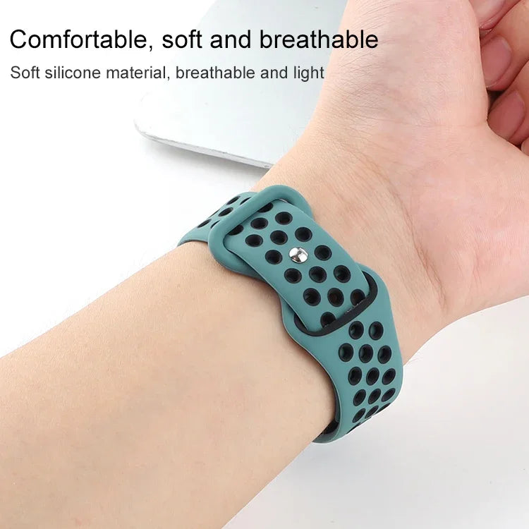 سوار ساعة بديل من السيليكون السائل ثنائي اللون مع إبزيم فراشة لسلسلة Apple Watch، 7 مقاس 41مم / 6 و SE و 5 و 4 مقاس 40مم / 3 و 2 و 1 مقاس 38مم، 7 مقاس 45مم / 6 و SE و 5 و 4 مقاس 44مم / 3 و 2 و 1 مقاس 42مم