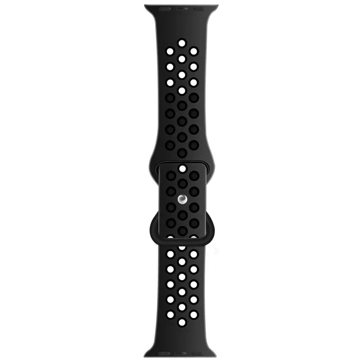 سوار ساعة بديل من السيليكون السائل ثنائي اللون مع إبزيم فراشة لسلسلة Apple Watch، 7 مقاس 41مم / 6 و SE و 5 و 4 مقاس 40مم / 3 و 2 و 1 مقاس 38مم، 7 مقاس 45مم / 6 و SE و 5 و 4 مقاس 44مم / 3 و 2 و 1 مقاس 42مم