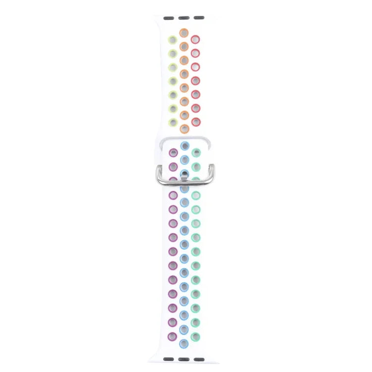 سوار ساعة بديل من السيليكون مع إبزيم معدني لسلسلة Apple Watch، 7 مقاس 41مم / 6 و SE و 5 و 4 مقاس 40مم / 3 و 2 و 1 مقاس 38مم، 7 مقاس 45مم / 6 و SE و 5 و 4 مقاس 44مم / 3 و 2 و 1 مقاس 42مم