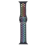 سوار ساعة بديل من السيليكون مع إبزيم معدني لسلسلة Apple Watch، 7 مقاس 41مم / 6 و SE و 5 و 4 مقاس 40مم / 3 و 2 و 1 مقاس 38مم، 7 مقاس 45مم / 6 و SE و 5 و 4 مقاس 44مم / 3 و 2 و 1 مقاس 42مم