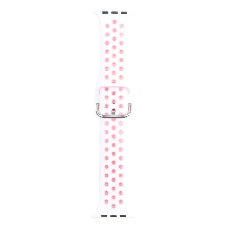 سوار ساعة بديل من السيليكون مع إبزيم معدني لسلسلة Apple Watch، 7 مقاس 41مم / 6 و SE و 5 و 4 مقاس 40مم / 3 و 2 و 1 مقاس 38مم، 7 مقاس 45مم / 6 و SE و 5 و 4 مقاس 44مم / 3 و 2 و 1 مقاس 42مم