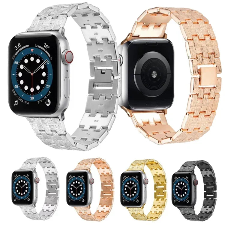 سوار ساعة بديل من الفولاذ المقاوم للصدأ بنسيج منسوج لسلسلة Apple Watch، 7 مقاس 41مم / 6 و SE و 5 و 4 مقاس 40مم / 3 و 2 و 1 مقاس 38مم، 7 مقاس 45مم / 6 و SE و 5 و 4 مقاس 44مم / 3 و 2 و 1 مقاس 42مم
