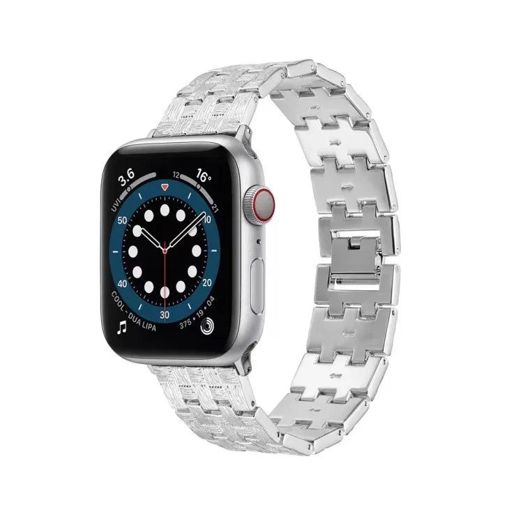 سوار ساعة بديل من الفولاذ المقاوم للصدأ بنسيج منسوج لسلسلة Apple Watch، 7 مقاس 41مم / 6 و SE و 5 و 4 مقاس 40مم / 3 و 2 و 1 مقاس 38مم، 7 مقاس 45مم / 6 و SE و 5 و 4 مقاس 44مم / 3 و 2 و 1 مقاس 42مم