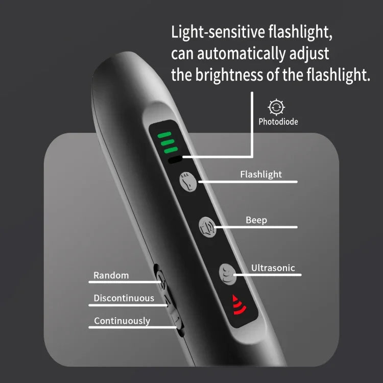 Tsattine N10 جهاز طارد للكلاب بالموجات فوق الصوتية مع شاشة عرض الكهرباء LED ومصباح يدوي، N10