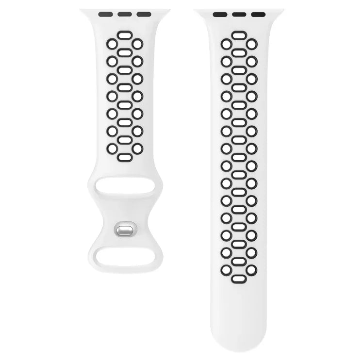 حزام ساعة بديل من السيليكون بلونين مع 8 أبازيم لسلسلة Apple Watch، 7 مقاس 41mm / 6 & SE & 5 & 4 مقاس 40mm / 3 & 2 & 1 مقاس 38mm
