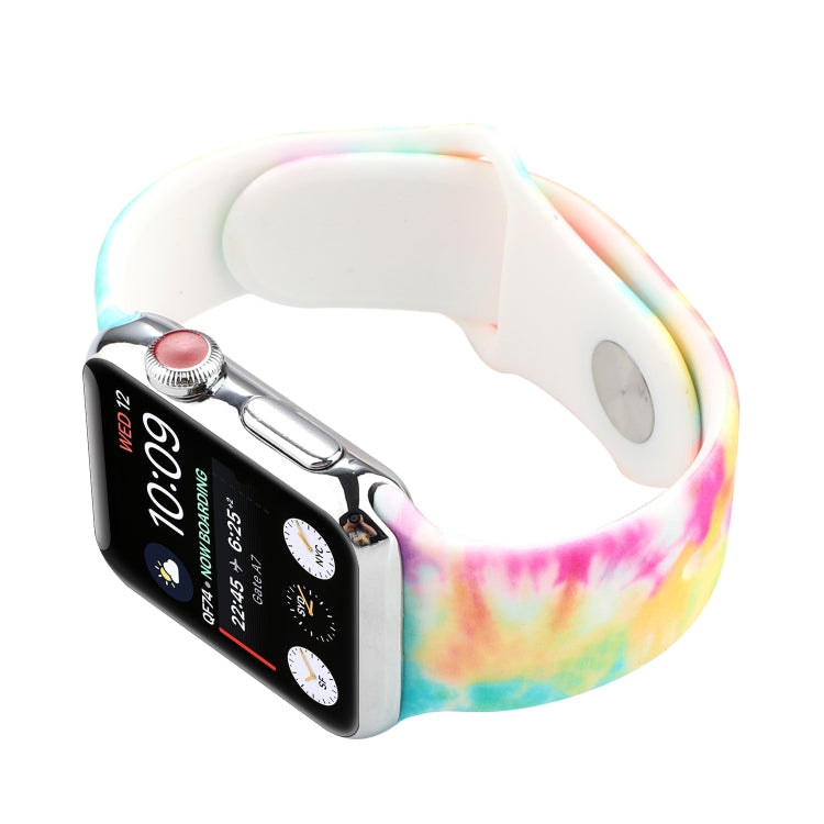حزام ساعة بديل من السيليكون بنقشة مطلية لسلسلة Apple Watch، 7 مقاس 41mm / 6 & SE & 5 & 4 مقاس 40mm / 3 & 2 & 1 مقاس 38mm، 7 مقاس 45mm / 6 & SE & 5 & 4 مقاس 44mm / 3 & 2 & 1 مقاس 42mm