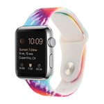 حزام ساعة بديل من السيليكون بنقشة مطلية لسلسلة Apple Watch، 7 مقاس 41mm / 6 & SE & 5 & 4 مقاس 40mm / 3 & 2 & 1 مقاس 38mm، 7 مقاس 45mm / 6 & SE & 5 & 4 مقاس 44mm / 3 & 2 & 1 مقاس 42mm