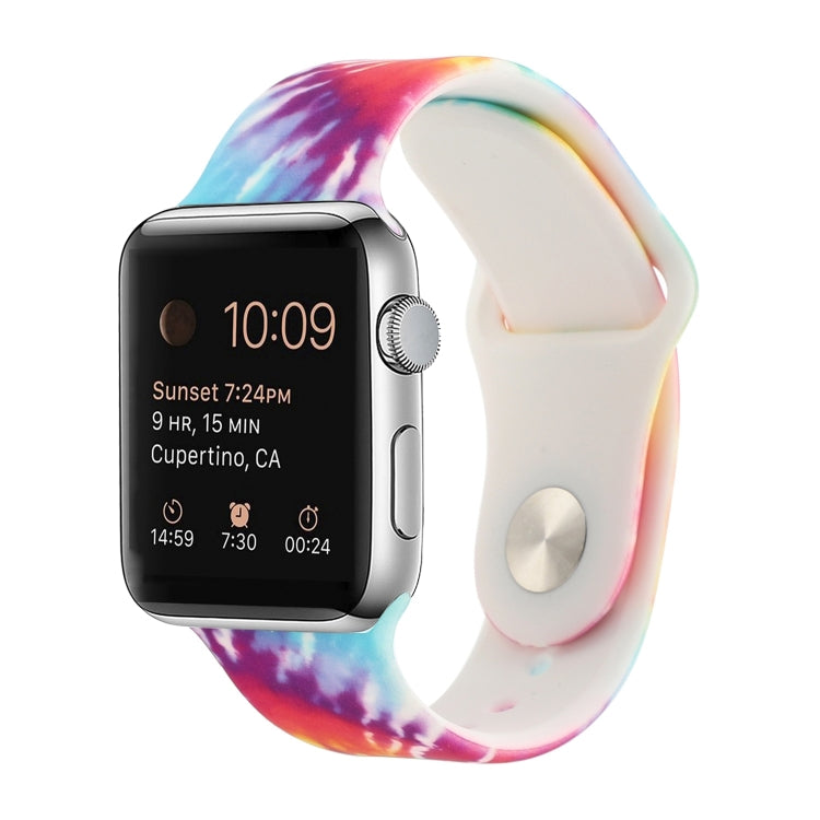 حزام ساعة بديل من السيليكون بنقشة مطلية لسلسلة Apple Watch، 7 مقاس 41mm / 6 & SE & 5 & 4 مقاس 40mm / 3 & 2 & 1 مقاس 38mm، 7 مقاس 45mm / 6 & SE & 5 & 4 مقاس 44mm / 3 & 2 & 1 مقاس 42mm