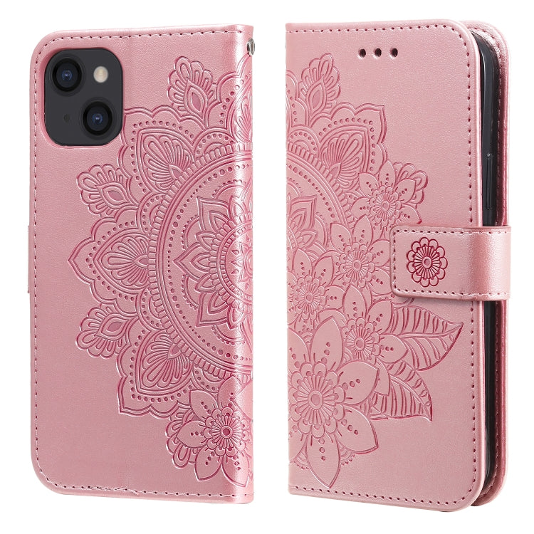 7-petal Flowers Embossing Pattern Horizontal Flip PU Leather Case with Holder & Card Slots & Wallet & Photo Frame, For iPhone 13, For iPhone 13 Mini, For iPhone 13 Pro, For iPhone 13 Pro Max