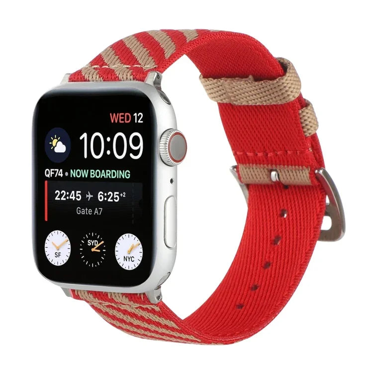 حزام ساعة بديل من النايلون بحلقة واحدة لسلسلة Apple Watch، 7 مقاس 41mm / 6 & SE & 5 & 4 مقاس 40mm / 3 & 2 & 1 مقاس 38mm، 7 مقاس 45mm / 6 & SE & 5 & 4 مقاس 44mm / 3 & 2 & 1 مقاس 42mm