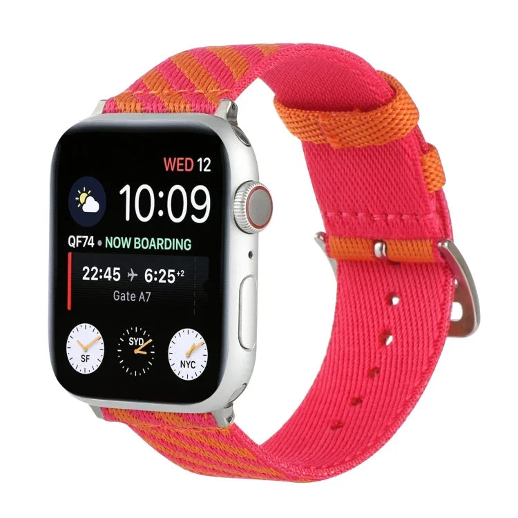 حزام ساعة بديل من النايلون بحلقة واحدة لسلسلة Apple Watch، 7 مقاس 41mm / 6 & SE & 5 & 4 مقاس 40mm / 3 & 2 & 1 مقاس 38mm، 7 مقاس 45mm / 6 & SE & 5 & 4 مقاس 44mm / 3 & 2 & 1 مقاس 42mm